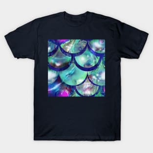 Mermaid blue ice dragon scales mirror reflective magic ocean T-Shirt